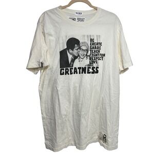 Roots of Fight Muhammad Ali Rosa Parks Greatness T-Shirt Mens XL Cream White USA